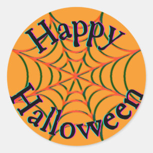 Happy Halloween Spider Web Classic Round Sticker
