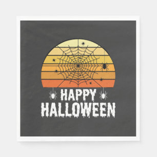 Happy Halloween Spider Web Sunset Design Napkin