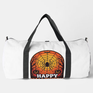 Happy Halloween Spider Web Vintage Engraving Desig Duffle Bag