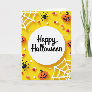 Happy Halloween Spiders And Webs Card
