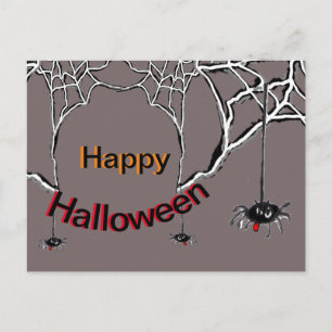 Happy Halloween Spiders Cartoon Cust. Postcard