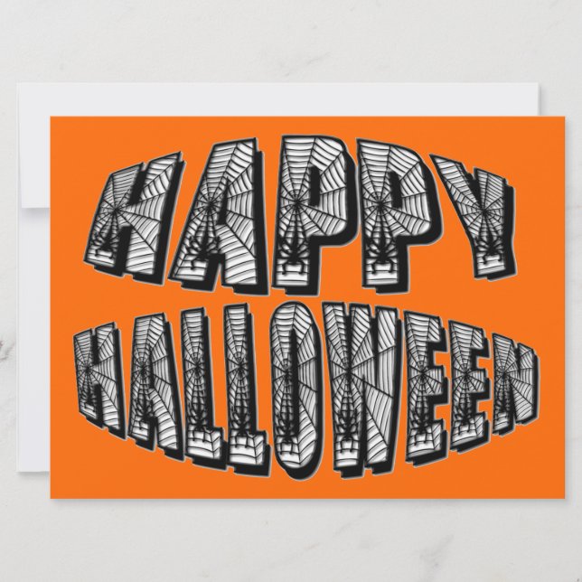 Happy Halloween Spiders & Spider Web Invitation (Front)