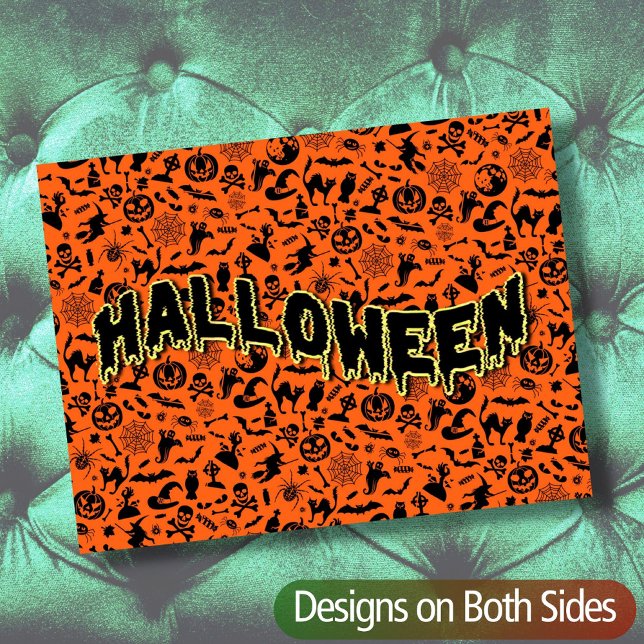 Happy Halloween spooky black and orange typography Postcard (Creator Uploaded)