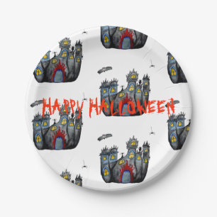 Happy Halloween Spooky Castle Custom Paper Plates