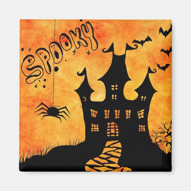 Happy Halloween Spooky Castle Magnet (Front)