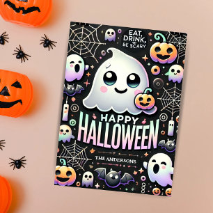 Happy Halloween Spooky Cute Ghost  Holiday Card