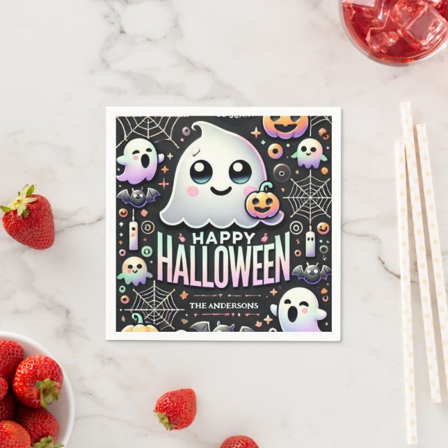 Happy Halloween Spooky Cute Ghost  Napkin (Insitu)