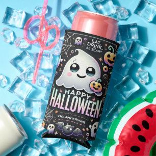 Happy Halloween Spooky Cute Ghost Seltzer Can Cooler