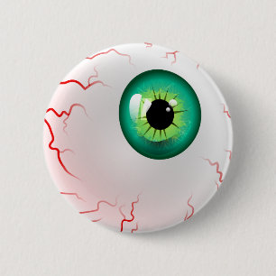 Happy Halloween! Spooky Green Eyeball 2 Inch Round Button