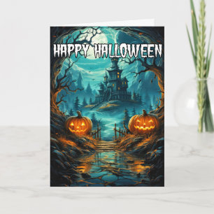 Happy Halloween   Spooky Haunted House Card