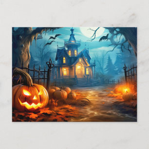 Happy Halloween Spooky Haunted Mansion Postcard