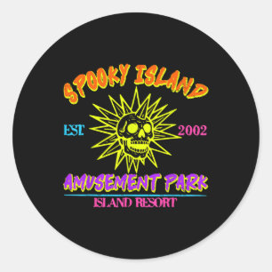 Happy Halloween Spooky Island Est 2002 Amusement P Classic Round Sticker