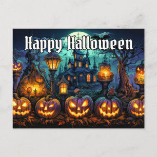 Happy Halloween   Spooky Nefarious Pumpkins Postcard