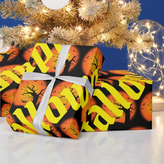 Happy Halloween Spooky Party Time Wrapping Paper (Holidays)