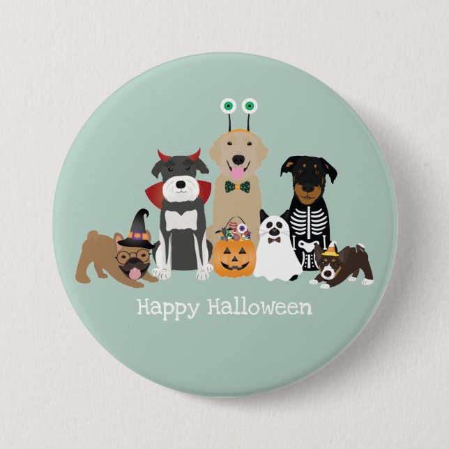 Happy Halloween Spooky Pet Costumes 3 Inch Round Button (Front)