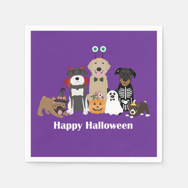 Happy Halloween Spooky Pet Costumes Napkin (Front)