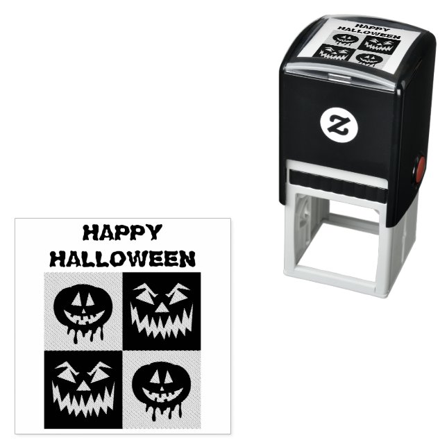 Happy Halloween Spooky Pumpkin Ghost Face Self-inking Stamp (In Situ)