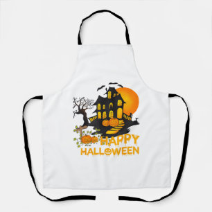 Happy Halloween Spooky Pumpkin Haunted House Men W Apron