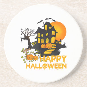 Happy Halloween Spooky Pumpkin Haunted House Men W Coaster