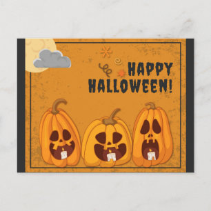 Happy Halloween Spooky Pumpkins Postcard