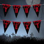 Happy Halloween Spooky Red Black Dripping Blood Bunting Flags<br><div class="desc">Another spooky customizable string of bunting by JessicaAmber - ask about custom orders! These flags are perfect decorations for your Halloween or birthday party. Features a pattern of red dripping blood on a black background. Sharp serif text says 'Happy Halloween!' You can change the colours and the text to suit...</div>