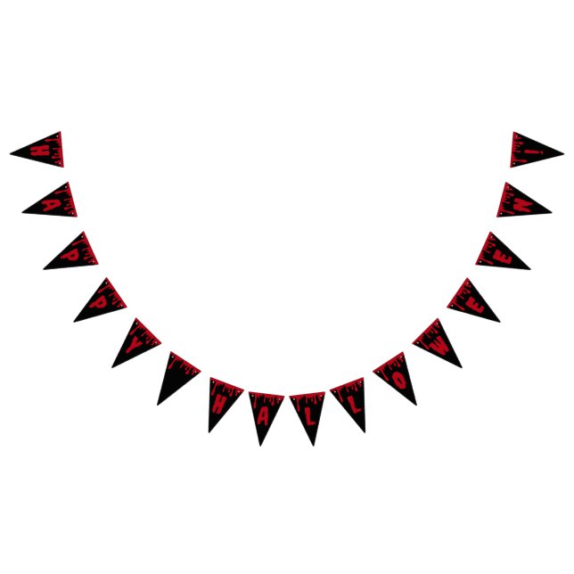 Happy Halloween Spooky Red Black Dripping Blood Bunting Flags (All)