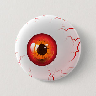 Happy Halloween! Spooky Red Eyeball 2 Inch Round Button