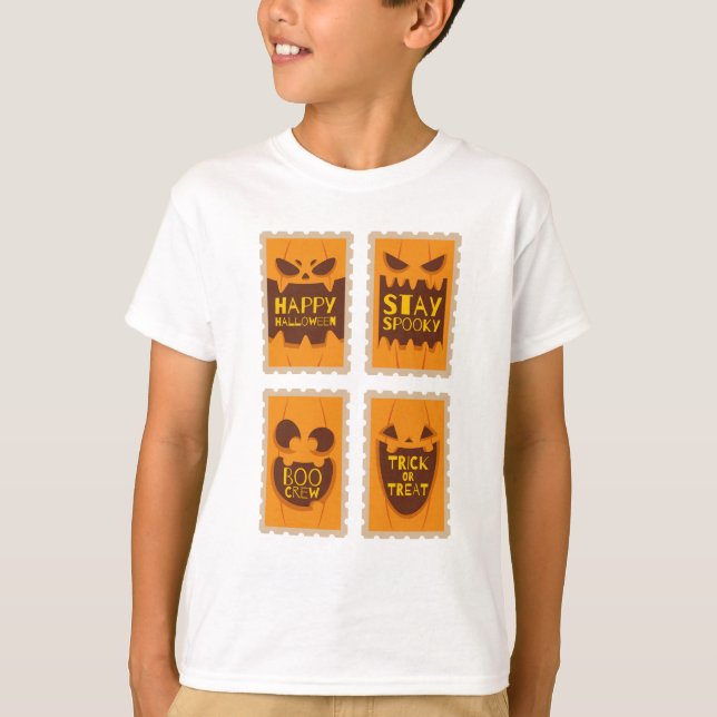 Happy Halloween Spooky Retro Pumpkin Boo Crew  T-Shirt (Front)