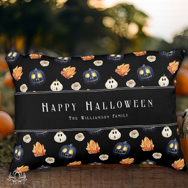 Happy Halloween Spooky Samhain Pumpkins Crystals Accent Pillow (Creator Uploaded)