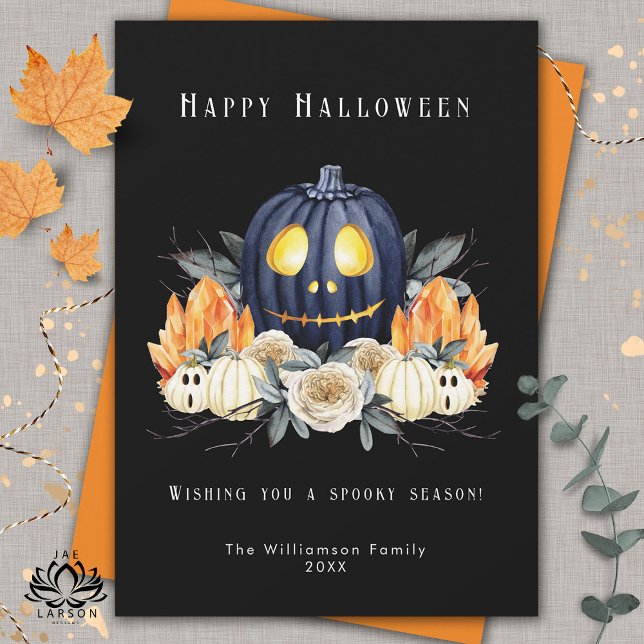 Happy Halloween Spooky Samhain Pumpkins Crystals   Holiday Card (Creator Uploaded)