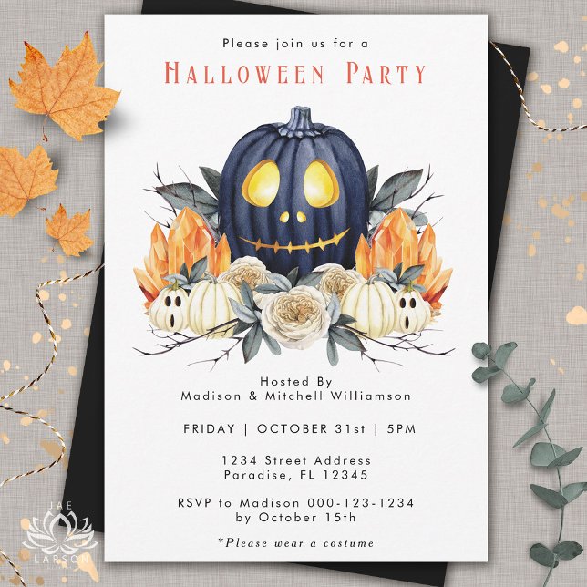 Happy Halloween Spooky Samhain Pumpkins Crystals   Invitation (Creator Uploaded)