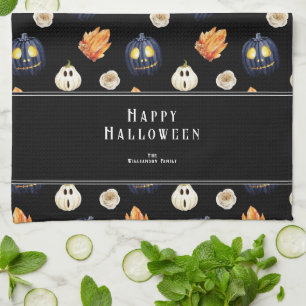 Happy Halloween Spooky Samhain Pumpkins Crystals Kitchen Towel