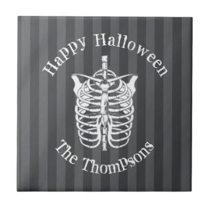 Happy Halloween Spooky Scary Skeleton Simple Tile