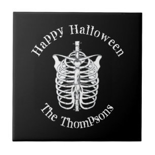 Happy Halloween Spooky Scary Skeleton Simple Tile
