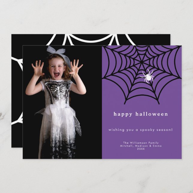 Happy Halloween Spooky Spider Web Photo Template (Front/Back)