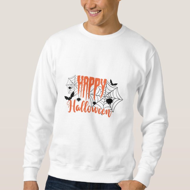 Happy Halloween Spooky Spiderwebs Sweatshirt (Front)