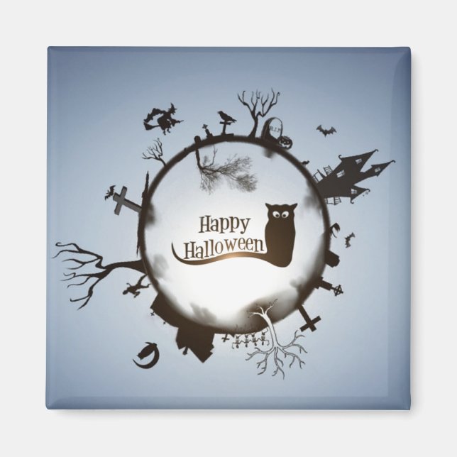 Happy Halloween Spooky Themed Magnet (Front)