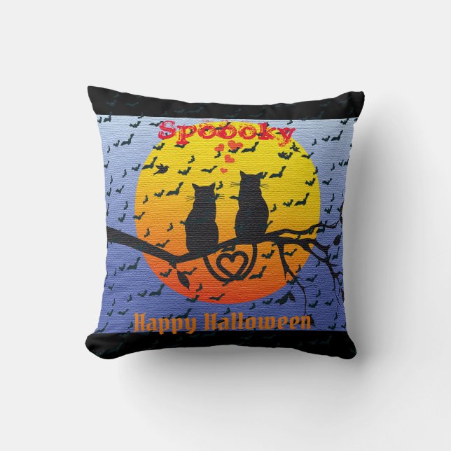 Happy Halloween Spooky Throw Pillow (Front)