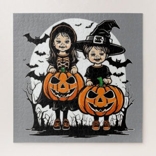 Happy Halloween spooky treat or tricks design Jigsaw Puzzle