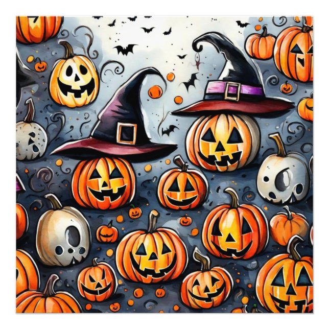 Happy Halloween spooky treat or tricks design Photo Print (Front)