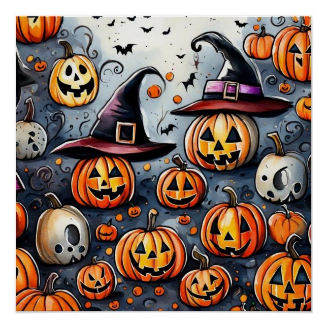 Happy Halloween spooky treat or tricks design Poster (Front)