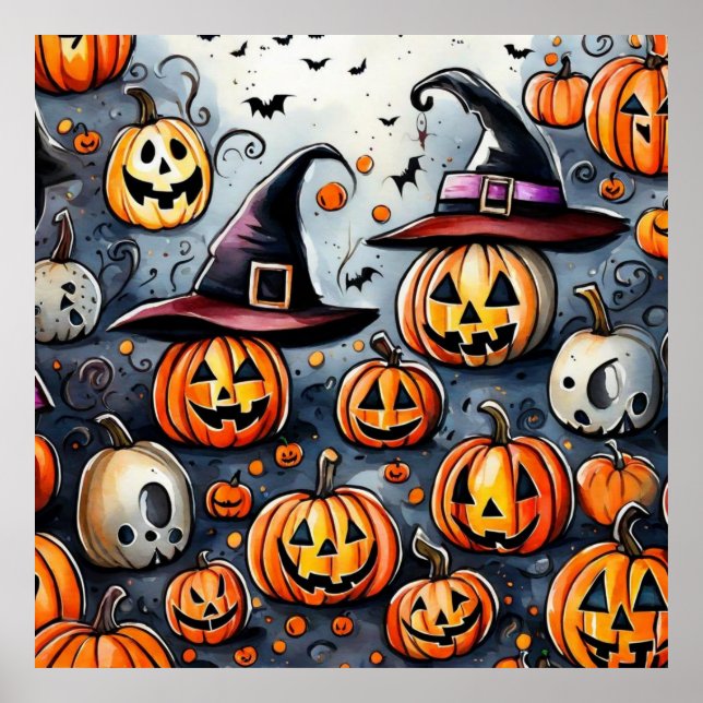 Happy Halloween spooky treat or tricks design Poster (Front)