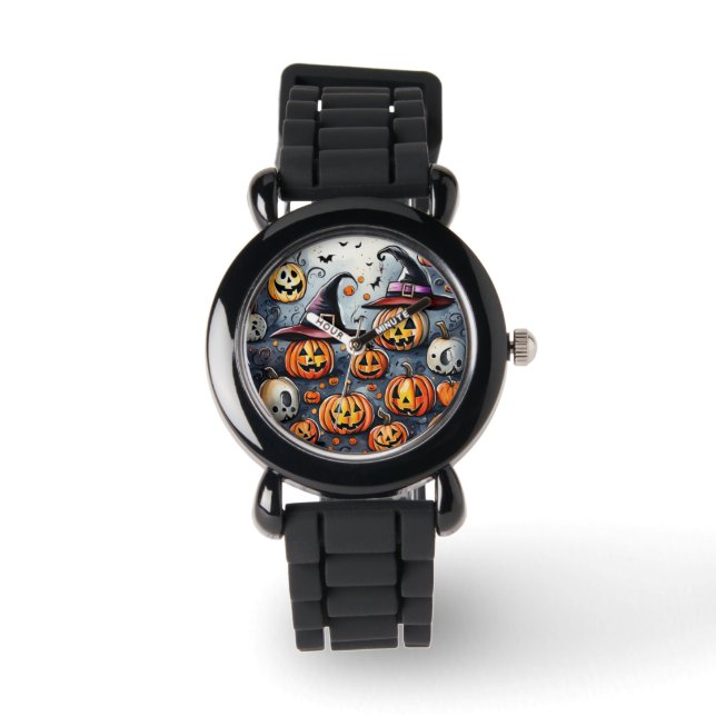 Happy Halloween spooky treat or tricks design Watch (Front)