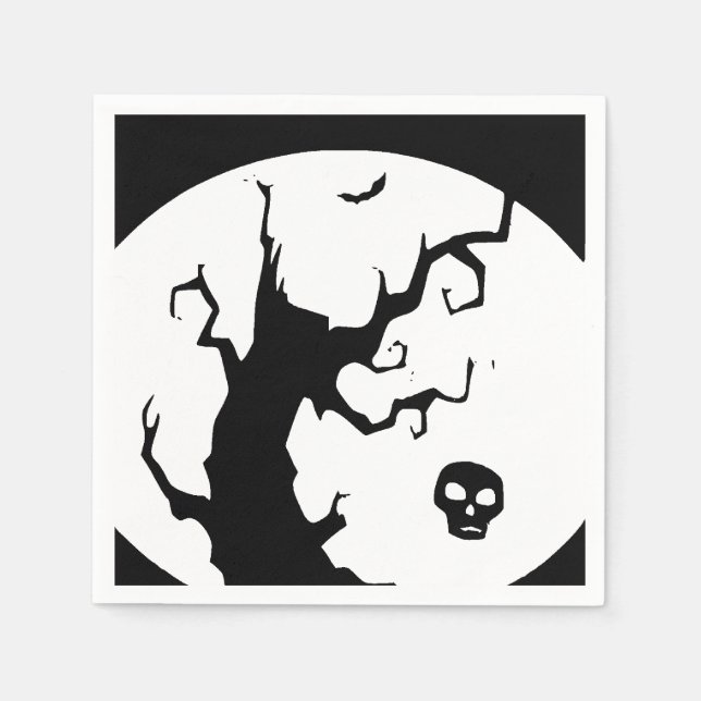 Happy Halloween Spooky Tree Paper Napkin (Front)