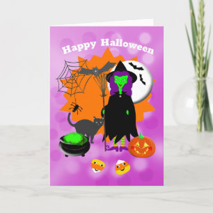 Happy Halloween Spooky Witch Holiday Card