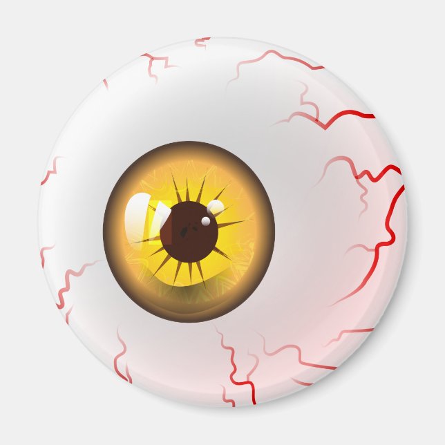 Happy Halloween! Spooky Yellow Eyeball Magnet (Front)