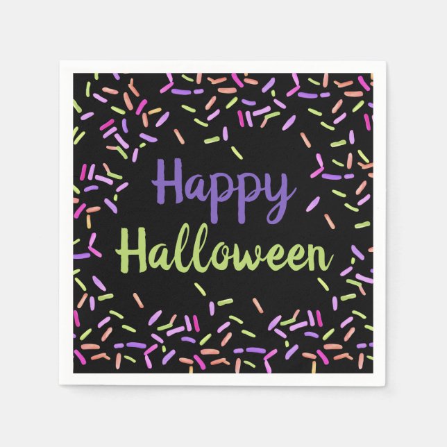 Happy Halloween Sprinkles Custom Paper Napkin (Front)