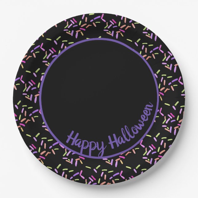 Happy Halloween Sprinkles Customizable Paper Plate (Front)