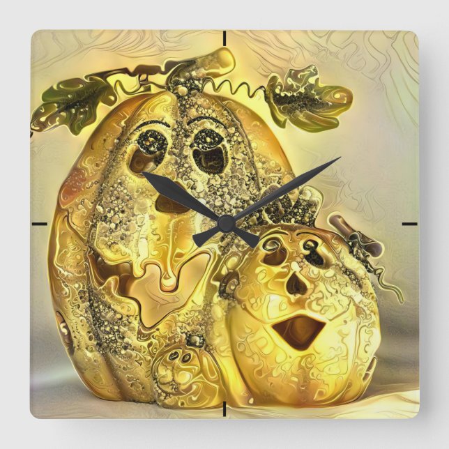 Happy Halloween Square Wall Clock (Front)
