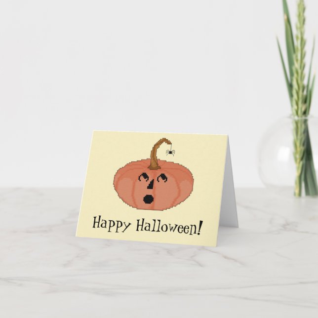 Happy Halloween! Startled Pumpkin Notecard (Front)